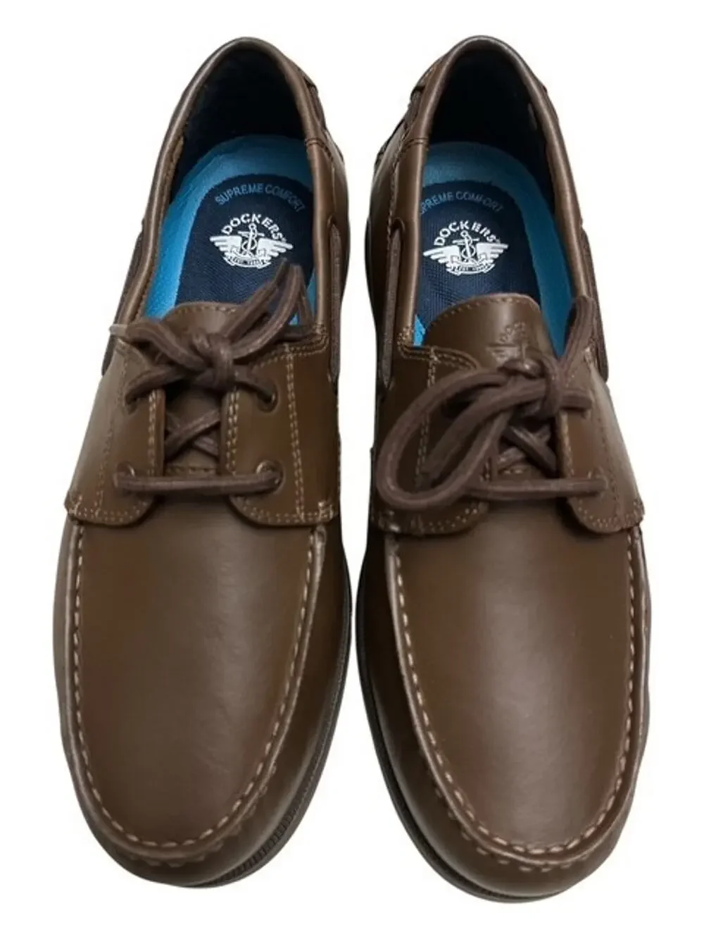 Dockers Dennison Boat Shoes 10 Wide Chestnut Brown Laces Active Rebound 90-34408